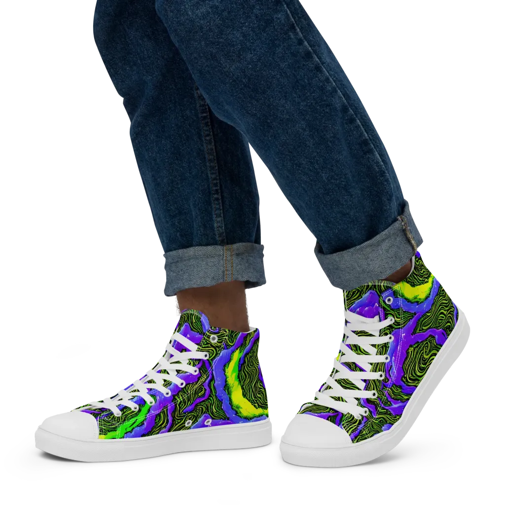 Ultraviolet Wild on Men's High Top Canvas Shoes — Left