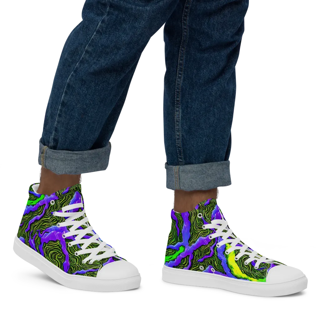 Ultraviolet Wild on Men's High Top Canvas Shoes — Right
