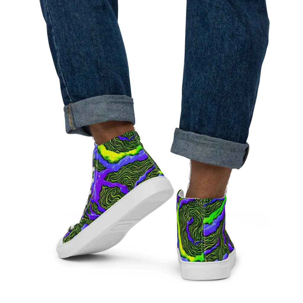 Ultraviolet Wild on Men's High Top Canvas Shoes — Back