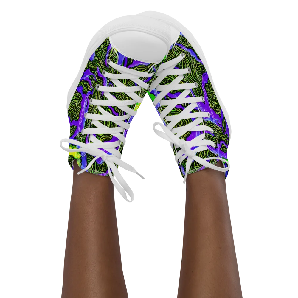 Ultraviolet Wild on Women's High Top Canvas Shoes — Front
