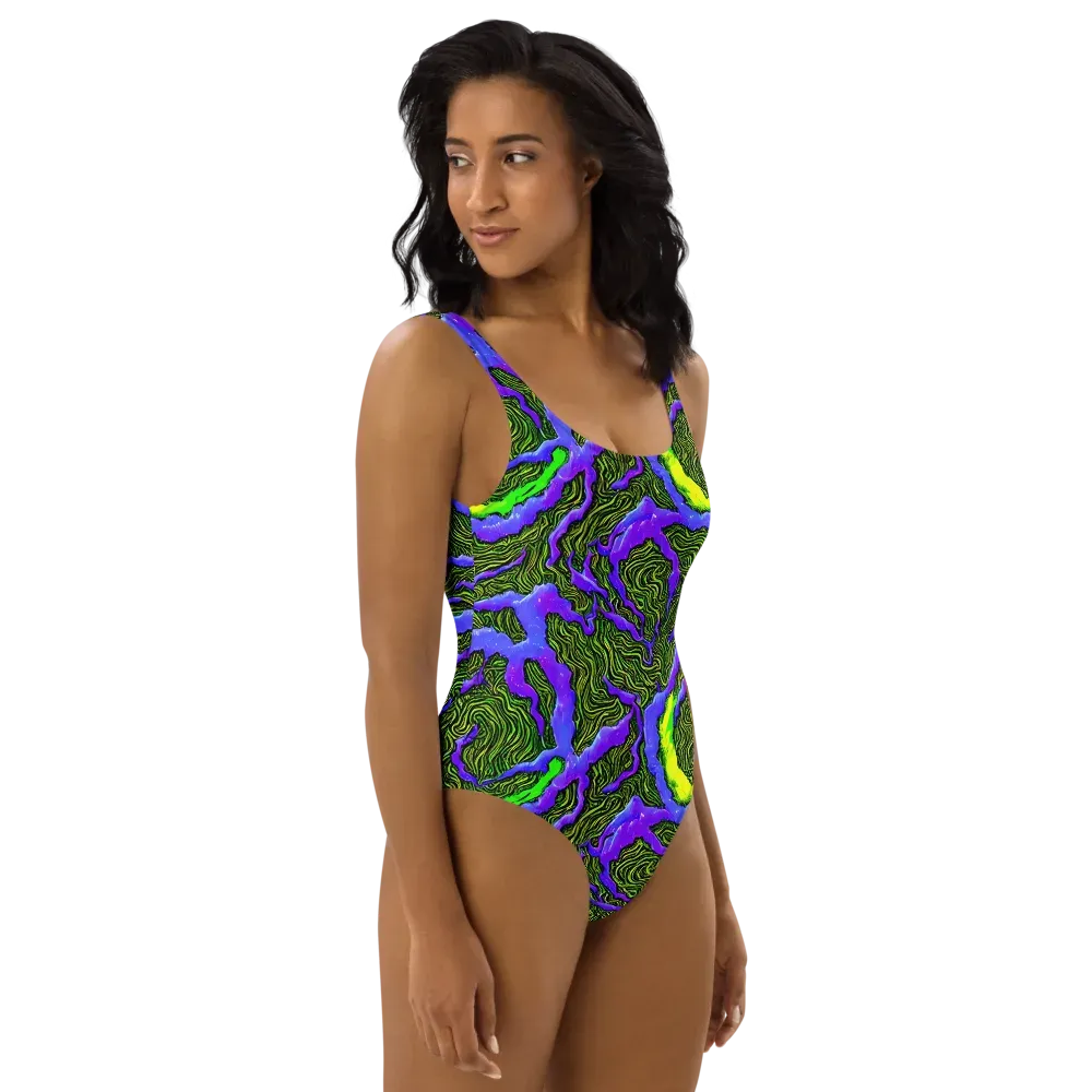 Ultraviolet Wild on One-Piece Swimsuit — Right