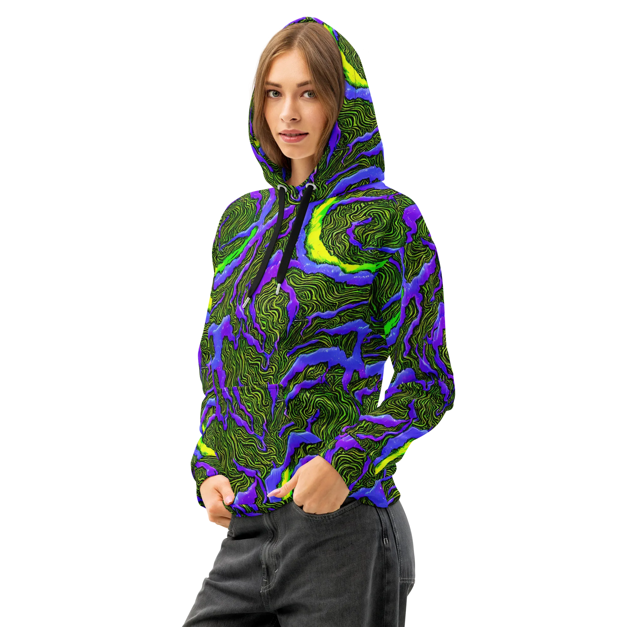 Ultraviolet Wild on Cotton Hoodie — Left Front