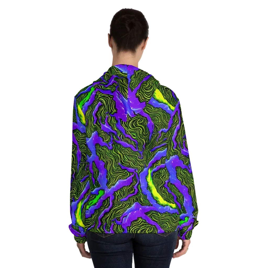 Ultraviolet Wild on Women's Full-Zip Hoodie — Back On Person