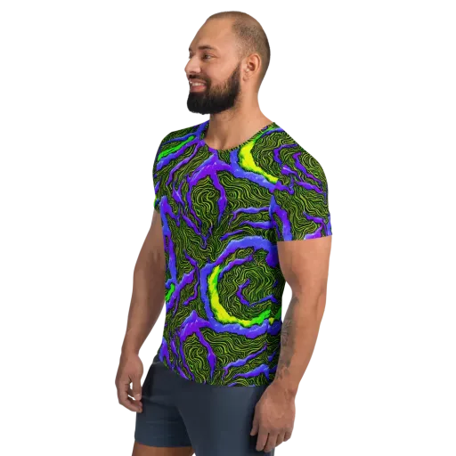 Ultraviolet Wild on a Men's Athletic T-Shirt
