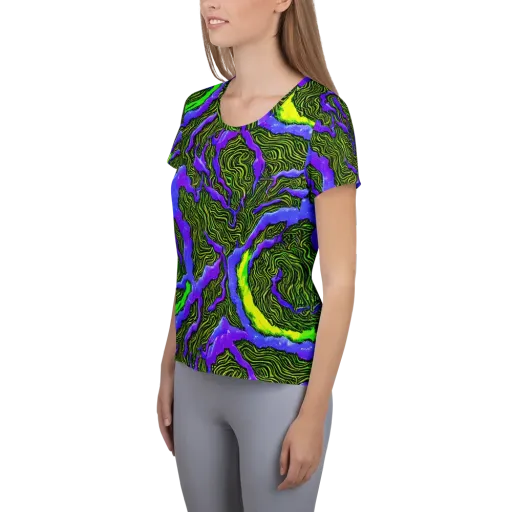 Ultraviolet Wild on a Women's Athletic T-Shirt