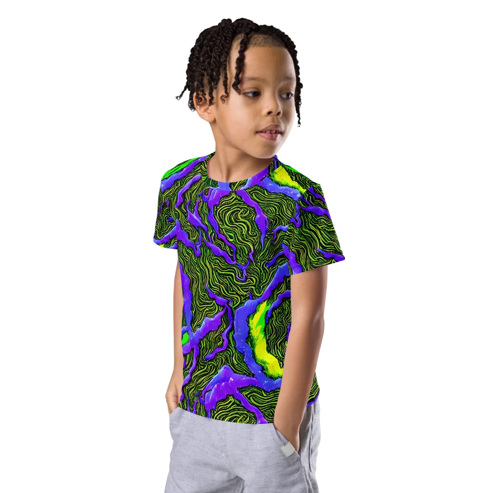 Ultraviolet Wild on Kids Crew Neck T-Shirt — Left Front