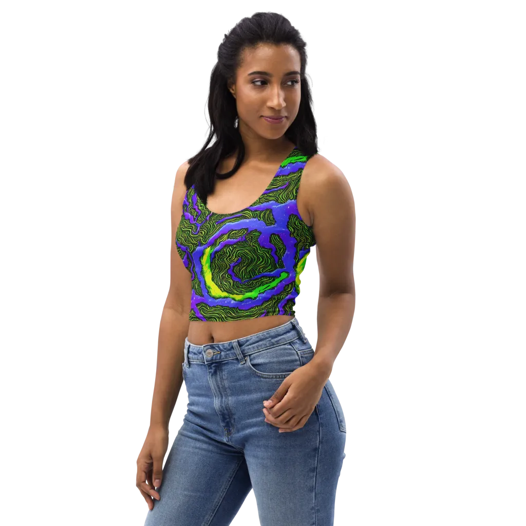 Ultraviolet Wild on Crop Top — Left Front