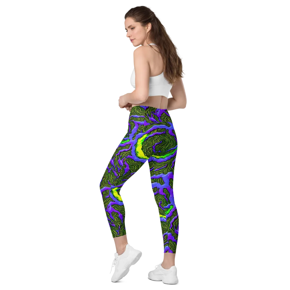 Ultraviolet Wild on Leggings with Pockets — Left Back