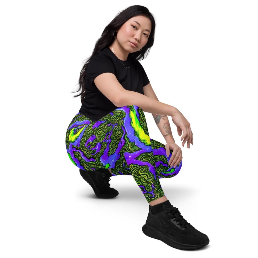 Ultraviolet Wild on Leggings with Pockets — Right Front