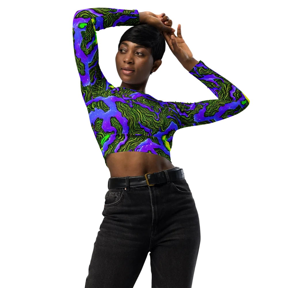 Ultraviolet Wild on Long Sleeve Crop Top — Front