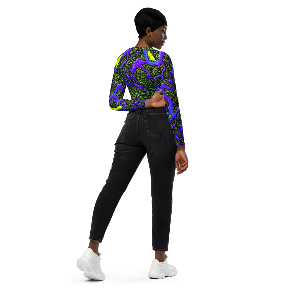 Ultraviolet Wild on Long Sleeve Crop Top — Right Back