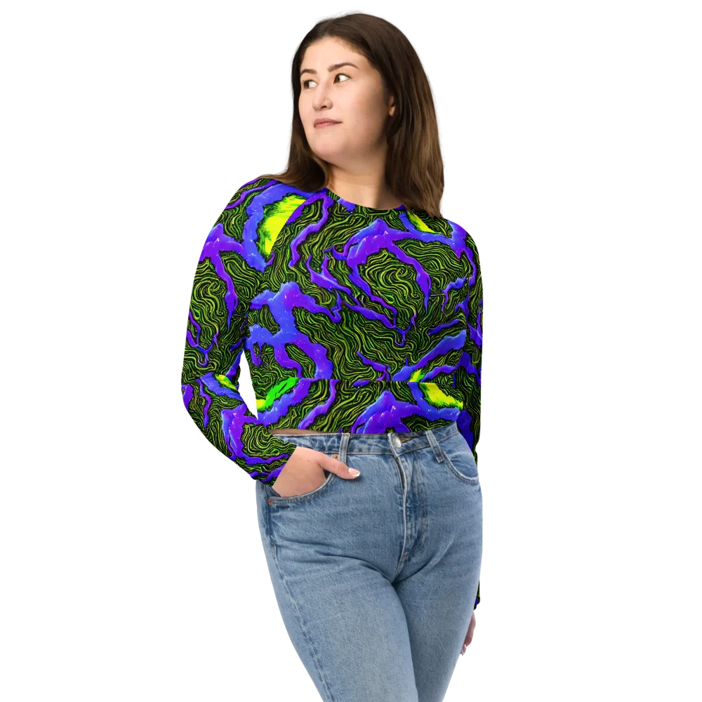 Ultraviolet Wild on Long Sleeve Crop Top — Front