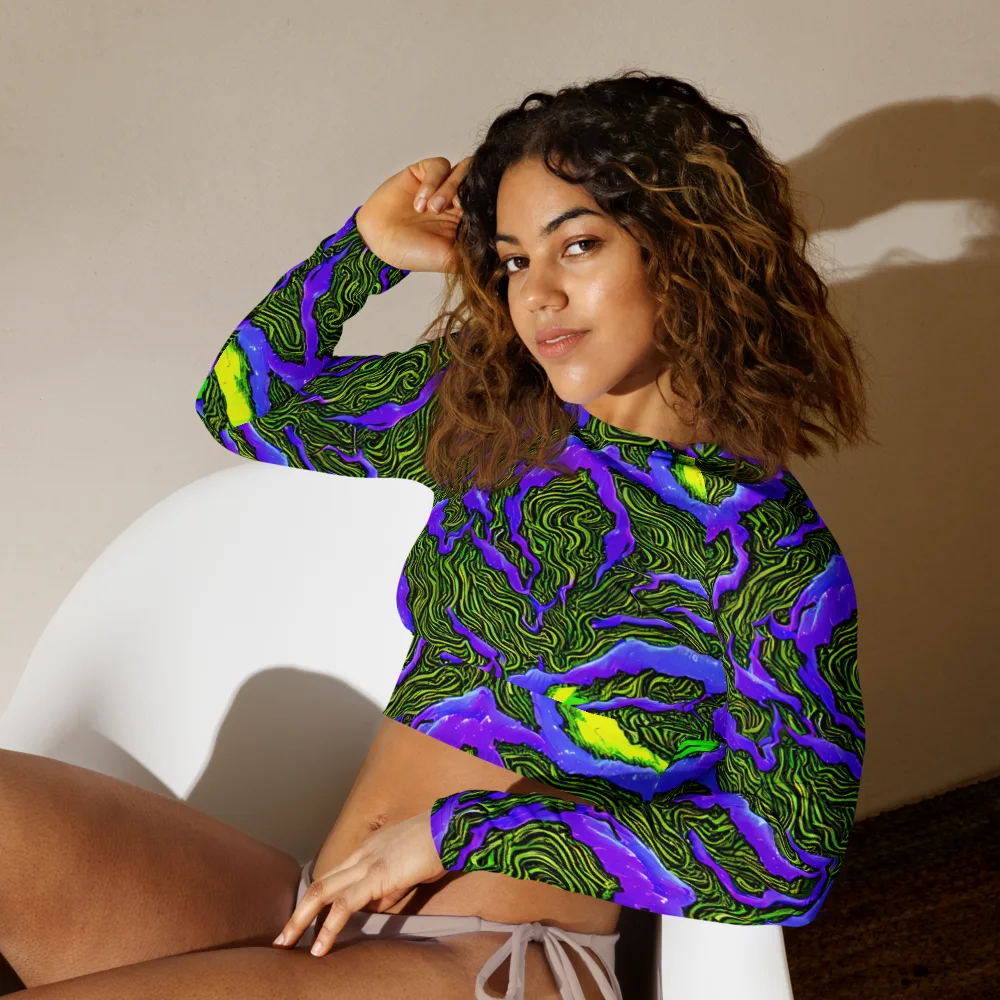 Ultraviolet Wild on Long Sleeve Crop Top — Left Front