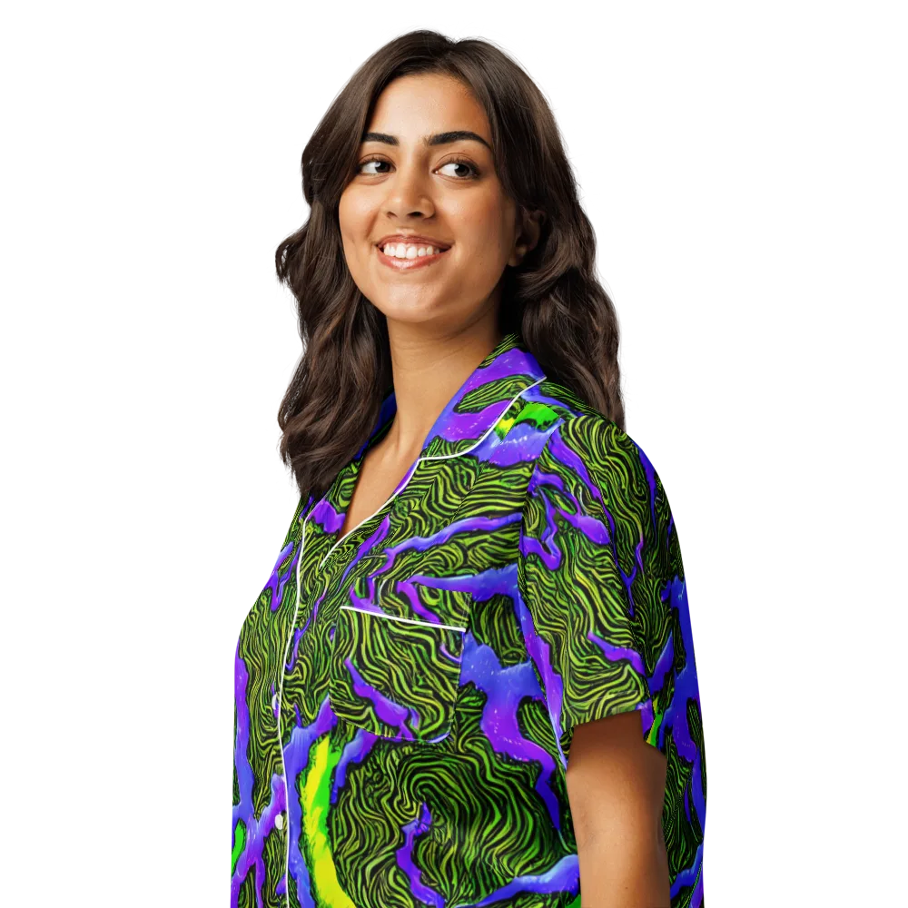 Ultraviolet Wild on Women's Short Sleeve Pajama Top — Left Front