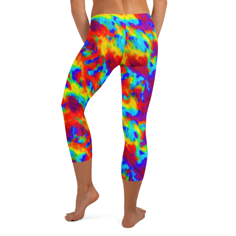 Flame Spectrum on Capri Leggings — Back