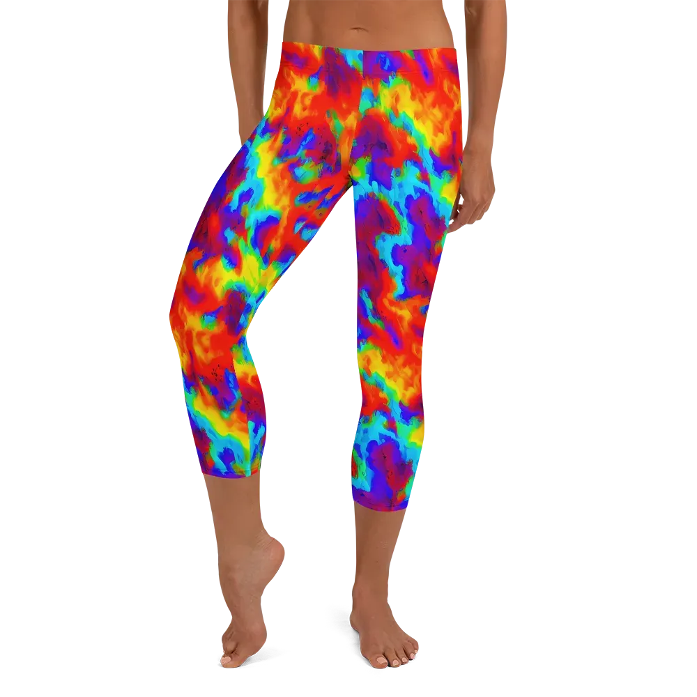 Flame Spectrum on Capri Leggings — Front