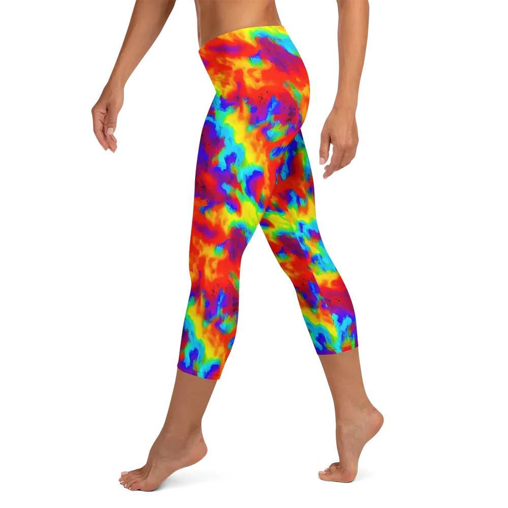 Flame Spectrum on Capri Leggings — Left