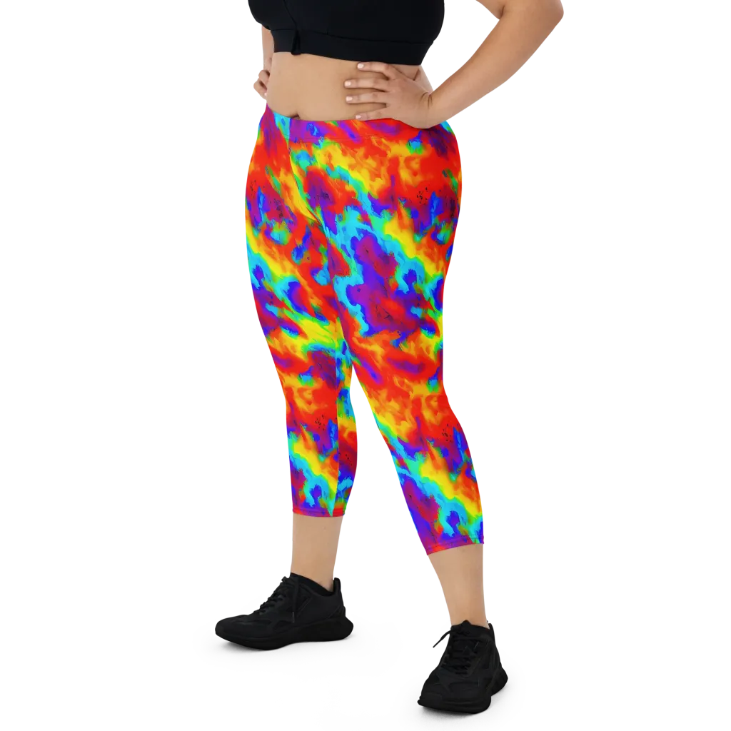 Flame Spectrum on Capri Leggings — Front