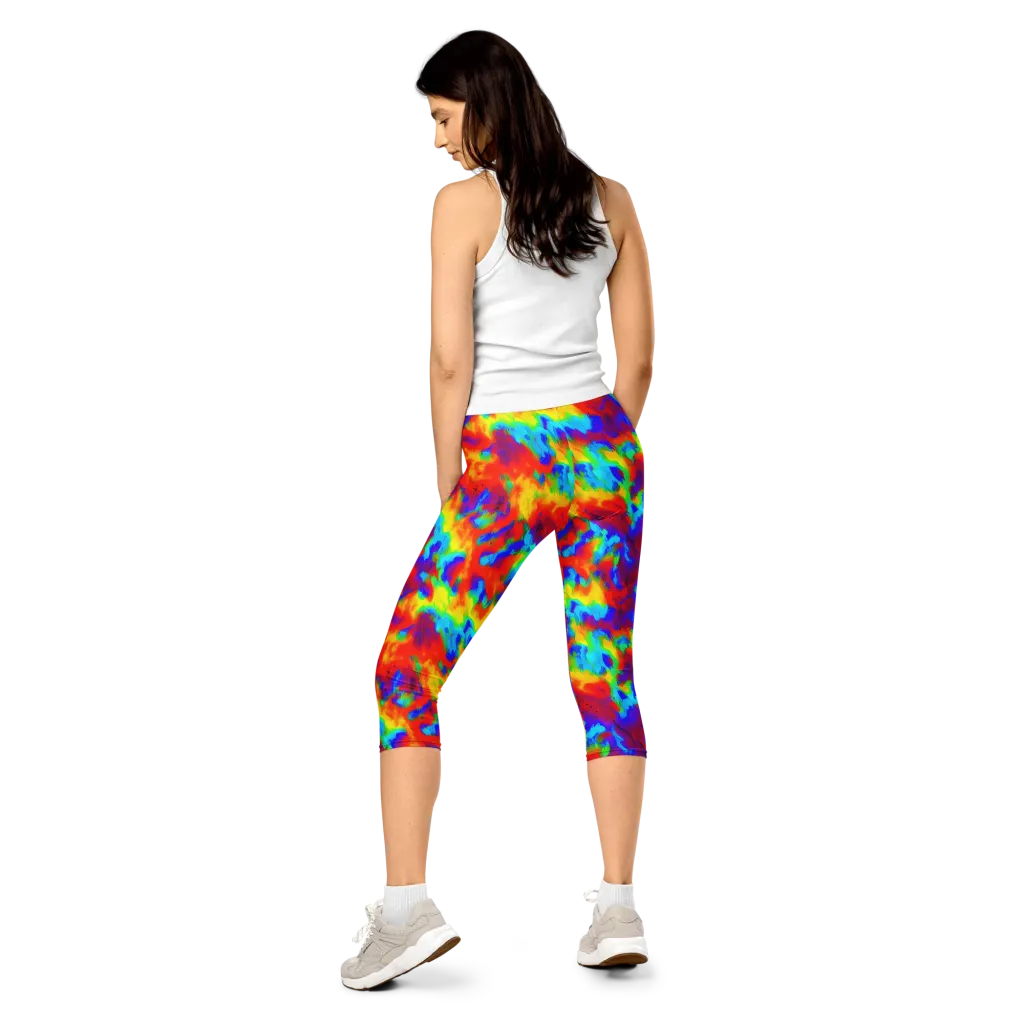 Flame Spectrum on Capri Leggings — Back