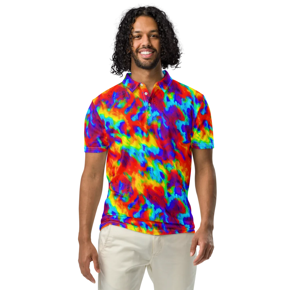 Flame Spectrum on Men's Slim Fit Polo Shirt — Front