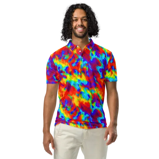 Flame Spectrum on a Men's Slim Fit Polo Shirt