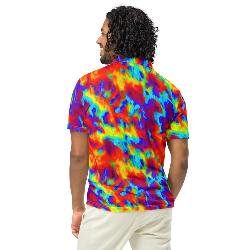 Flame Spectrum on Men's Slim Fit Polo Shirt — Back