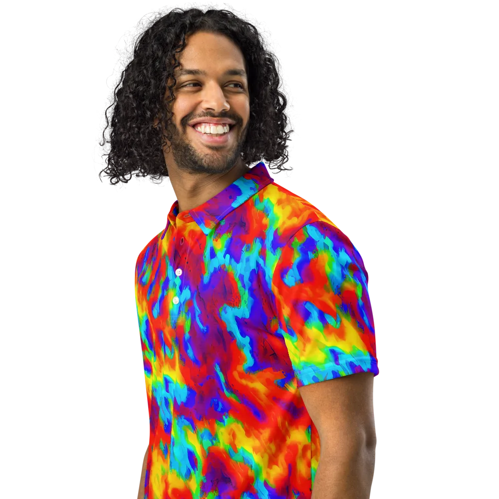 Flame Spectrum on Men's Slim Fit Polo Shirt — Left Front