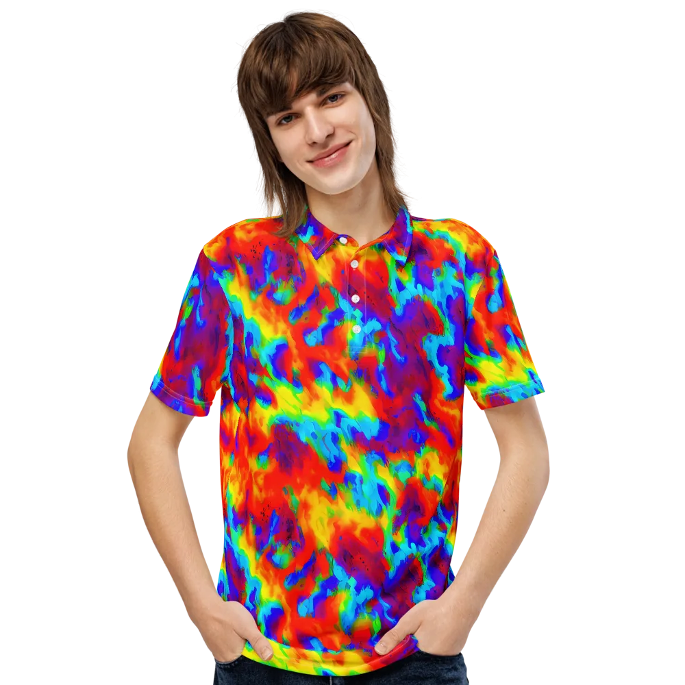 Flame Spectrum on Men's Slim Fit Polo Shirt — Front