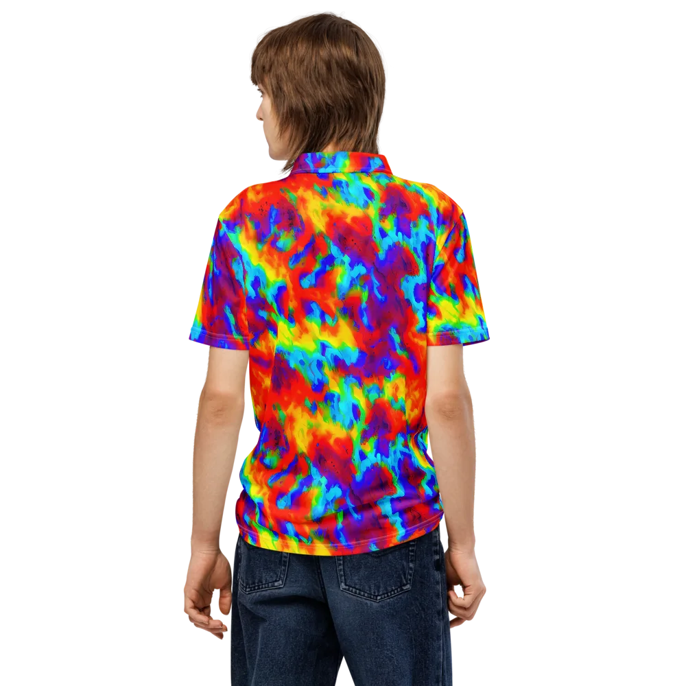 Flame Spectrum on Men's Slim Fit Polo Shirt — Back