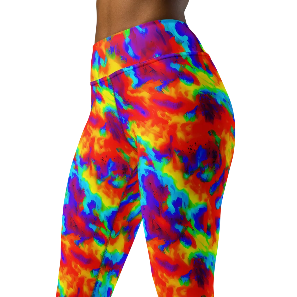 Flame Spectrum on Yoga Leggings — Left Front