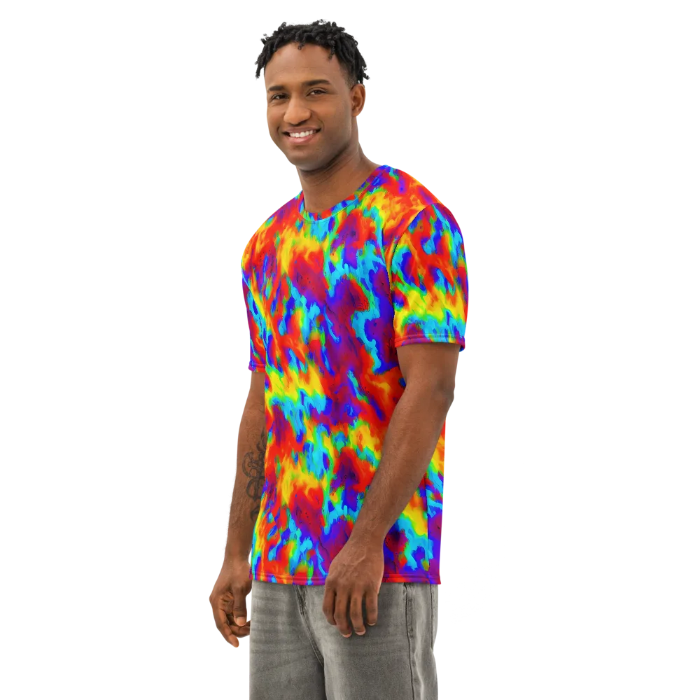 Flame Spectrum on Men's Cotton Crew Neck T-Shirt — Left Front