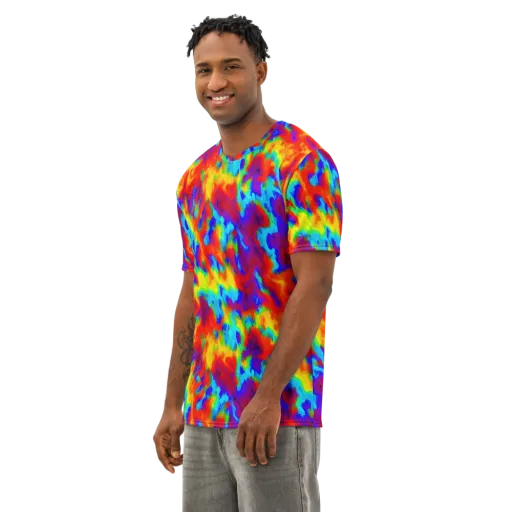 Flame Spectrum on a Men's Cotton Crew Neck T-Shirt