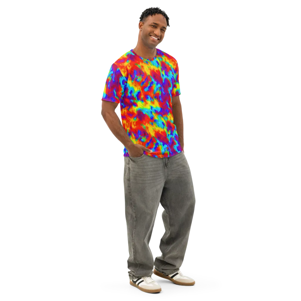 Flame Spectrum on Men's Cotton Crew Neck T-Shirt — Right Front