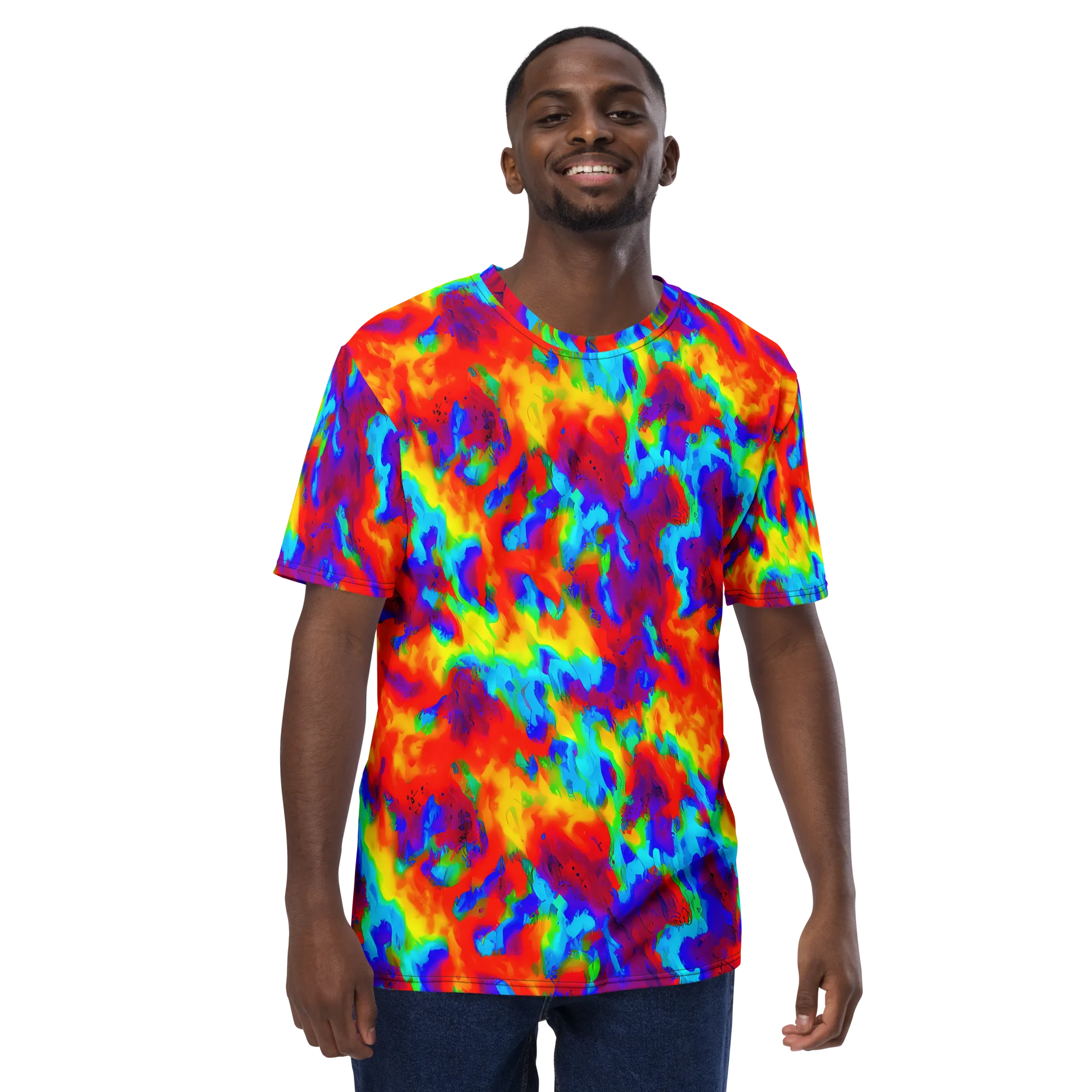 Flame Spectrum on Men's Crew Neck T-Shirt — Front