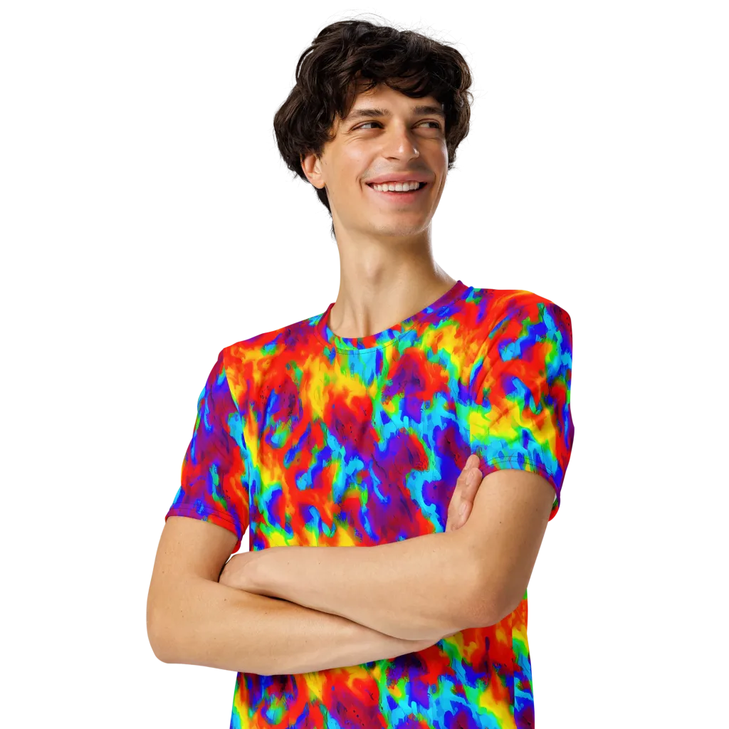 Flame Spectrum on Men's Crew Neck T-Shirt — Left Front