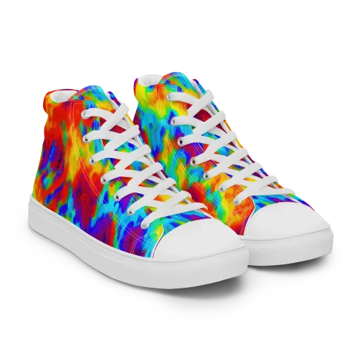 Flame Spectrum on a Men's High Top Canvas Shoes