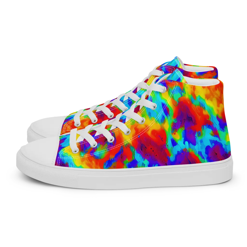 Flame Spectrum on Men's High Top Canvas Shoes — Left