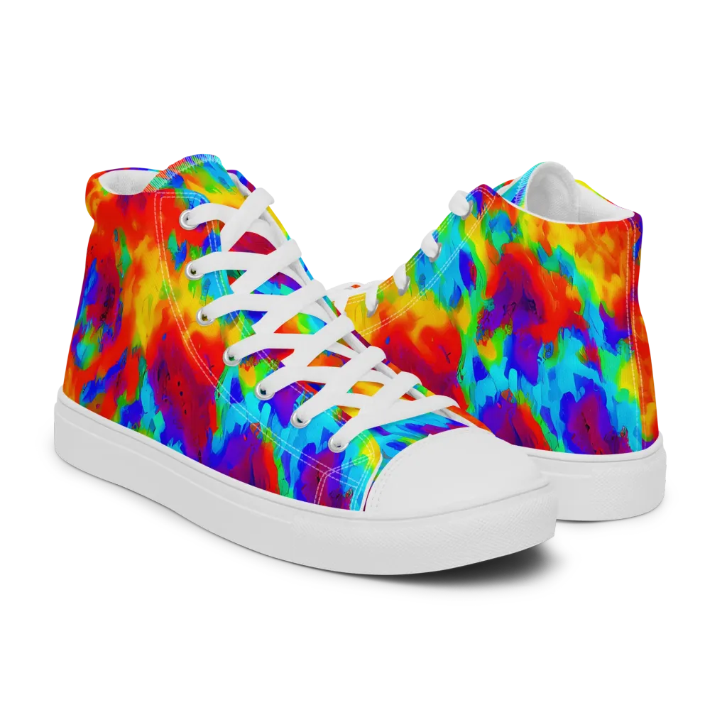 Flame Spectrum on Men's High Top Canvas Shoes — Right
