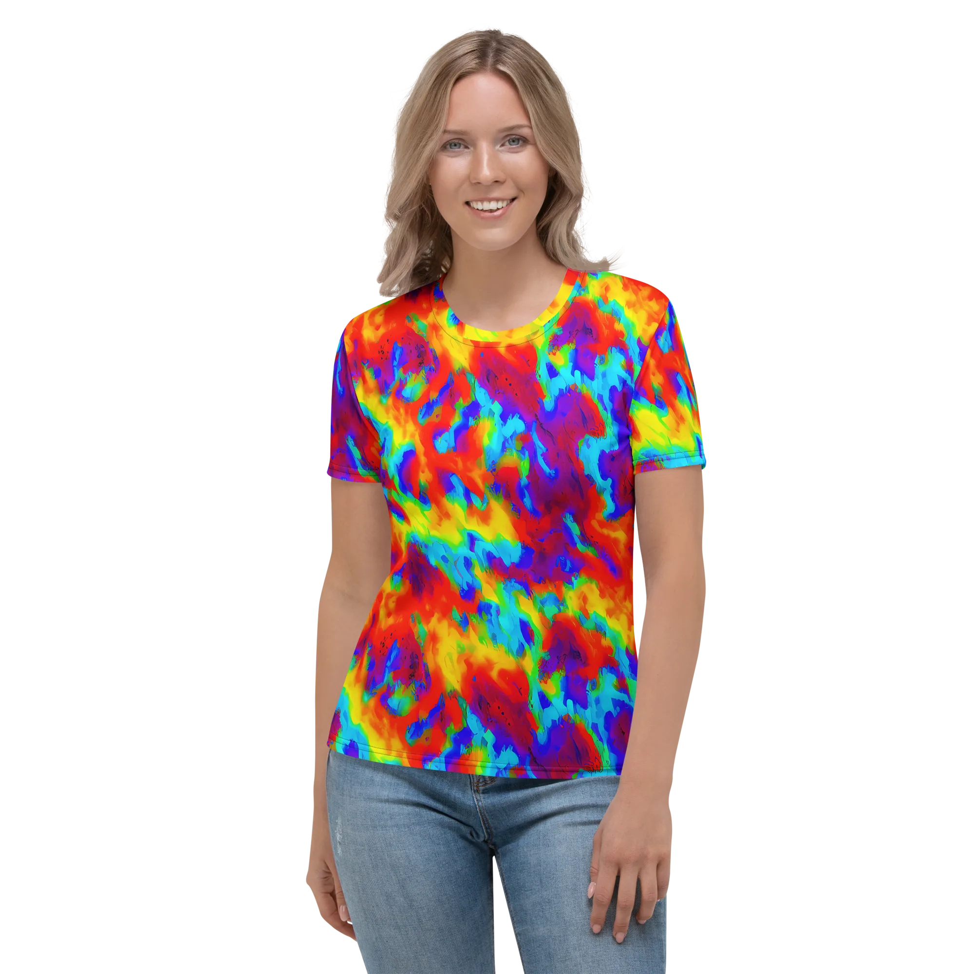 Flame Spectrum on Women's Crew Neck T-Shirt — Front