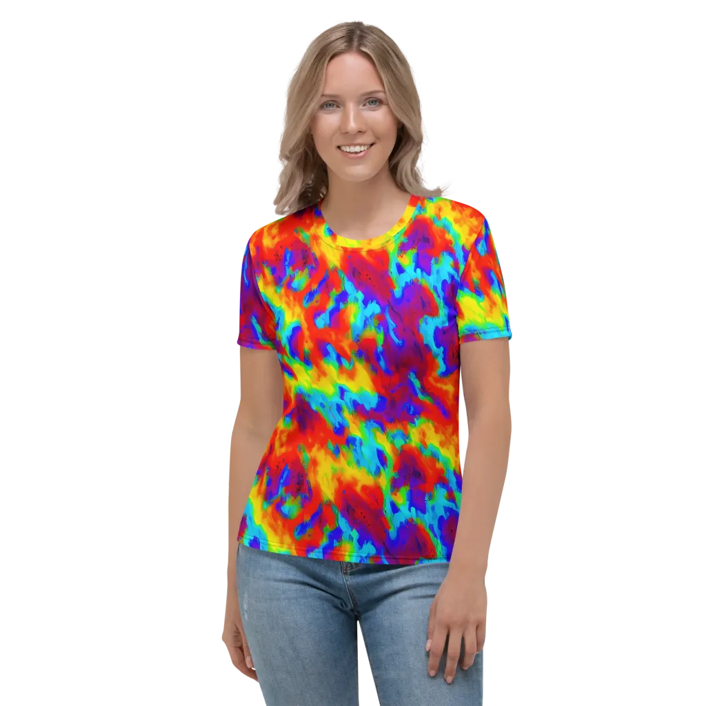 Flame Spectrum on Women's Crew Neck T-Shirt — Front