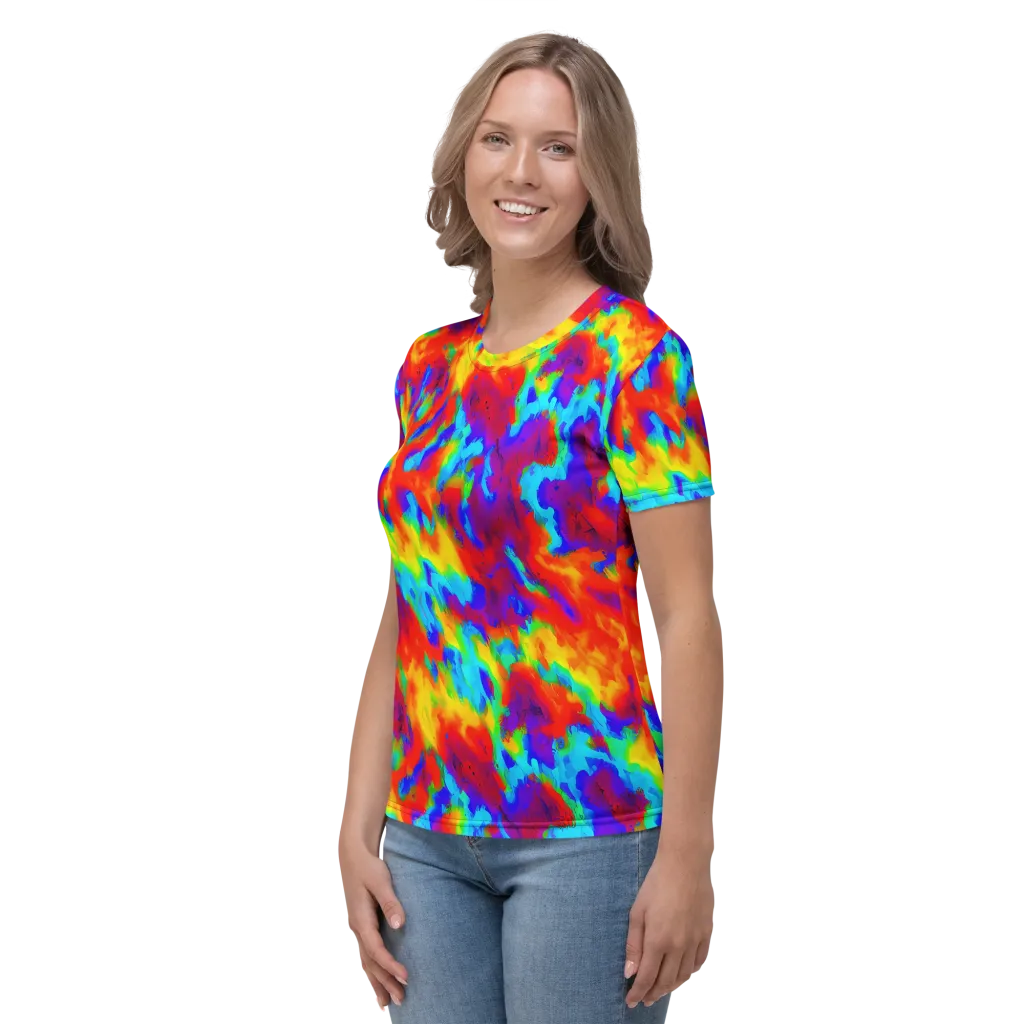 Flame Spectrum on Women's Crew Neck T-Shirt — Left