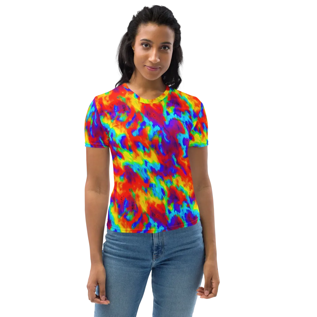 Flame Spectrum on Women's Crew Neck T-Shirt — Front