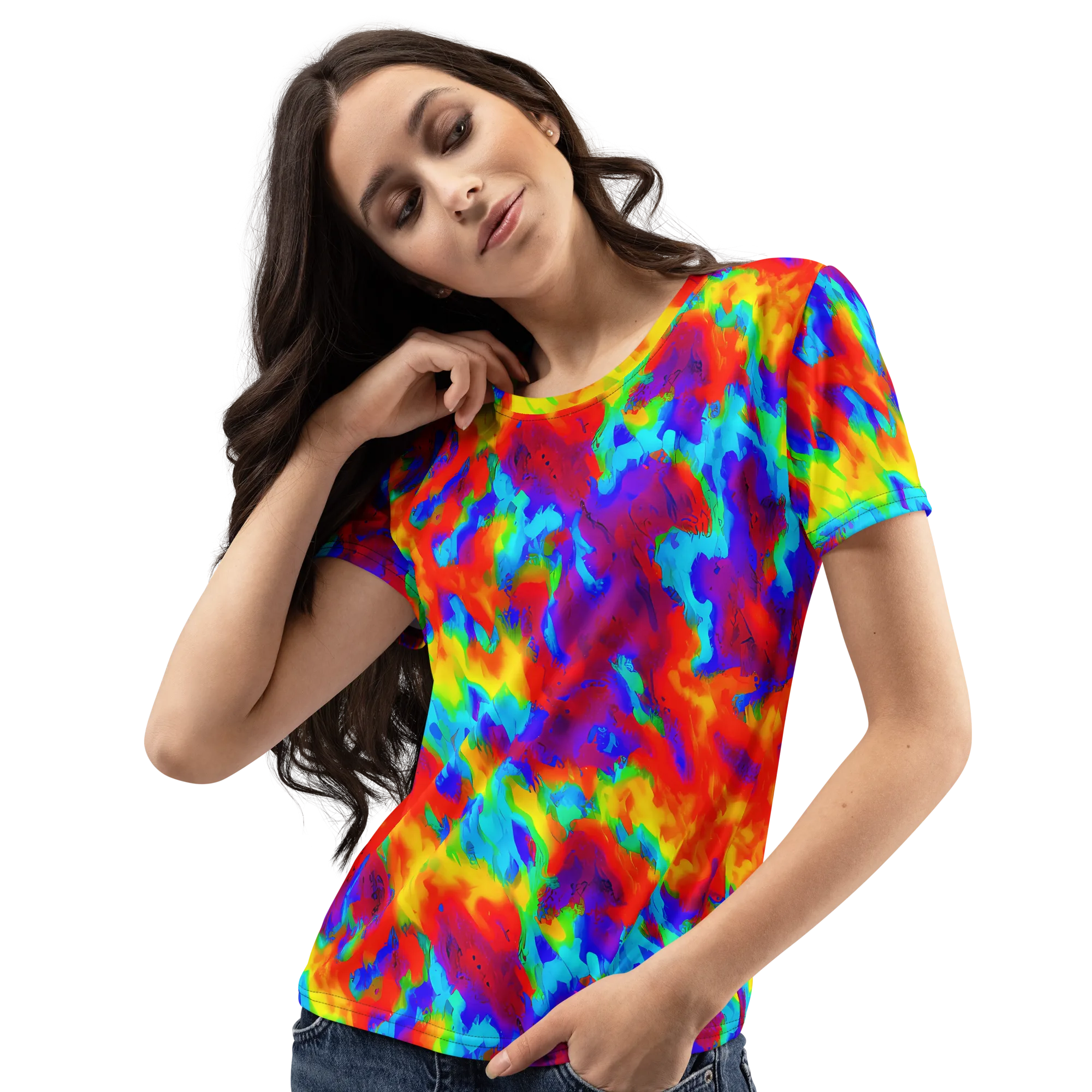 Flame Spectrum on Women's Crew Neck T-Shirt — Left Front