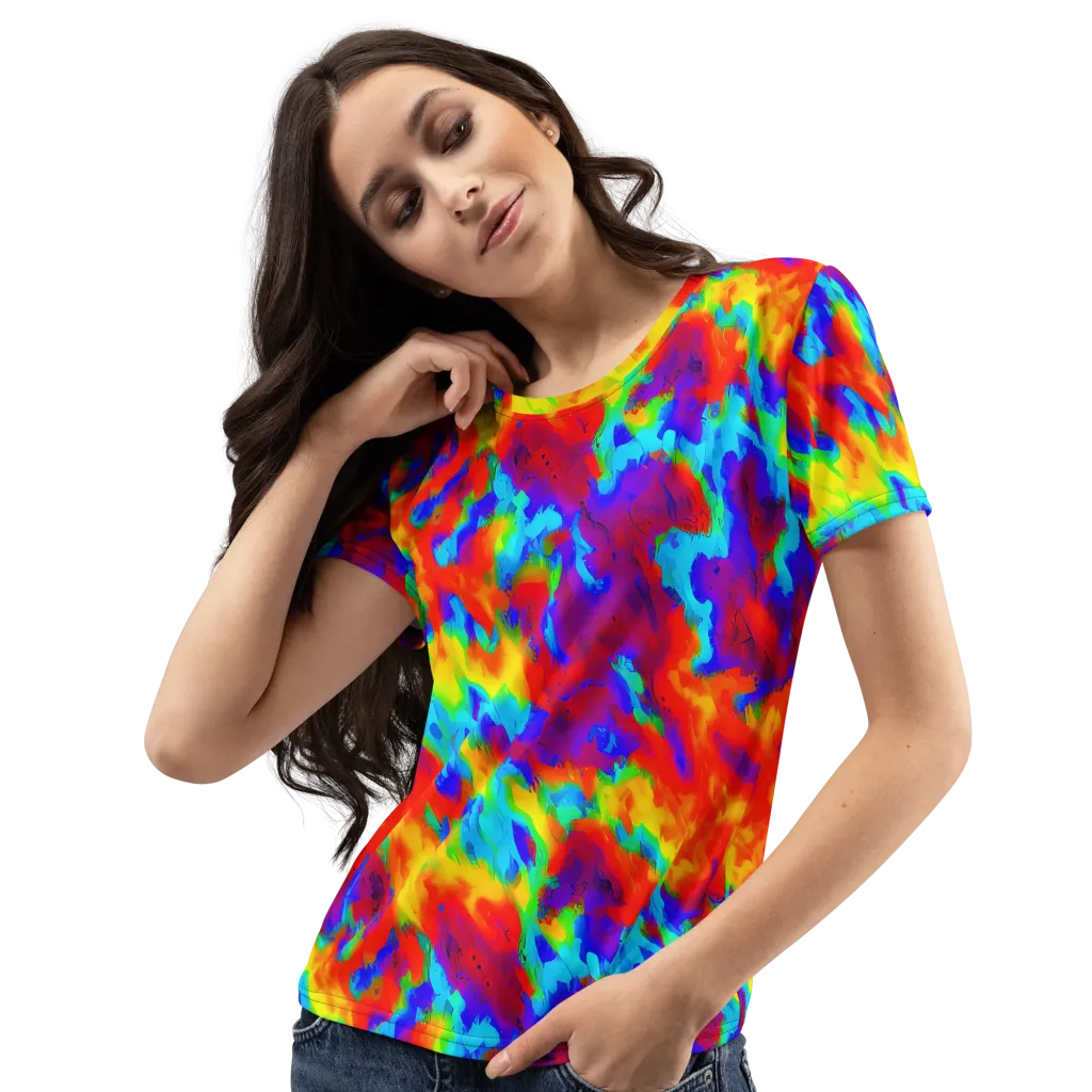 Flame Spectrum on Women's Crew Neck T-Shirt — Left Front