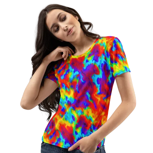 Flame Spectrum on a Women's Crew Neck T-Shirt