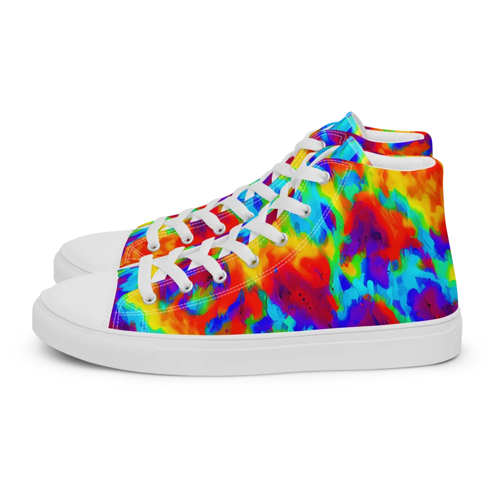 Flame Spectrum on Women's High Top Canvas Shoes — Left