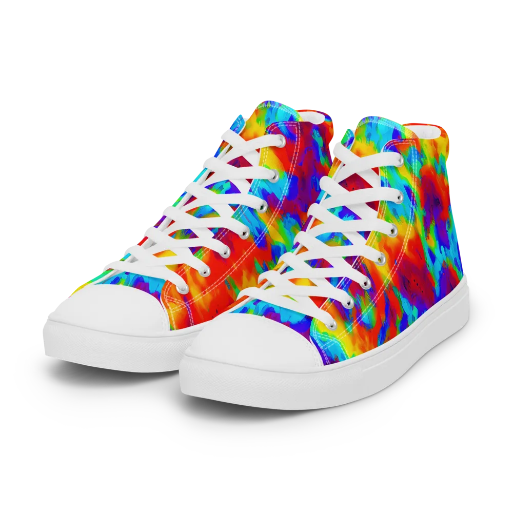 Flame Spectrum on Women's High Top Canvas Shoes — Left Front