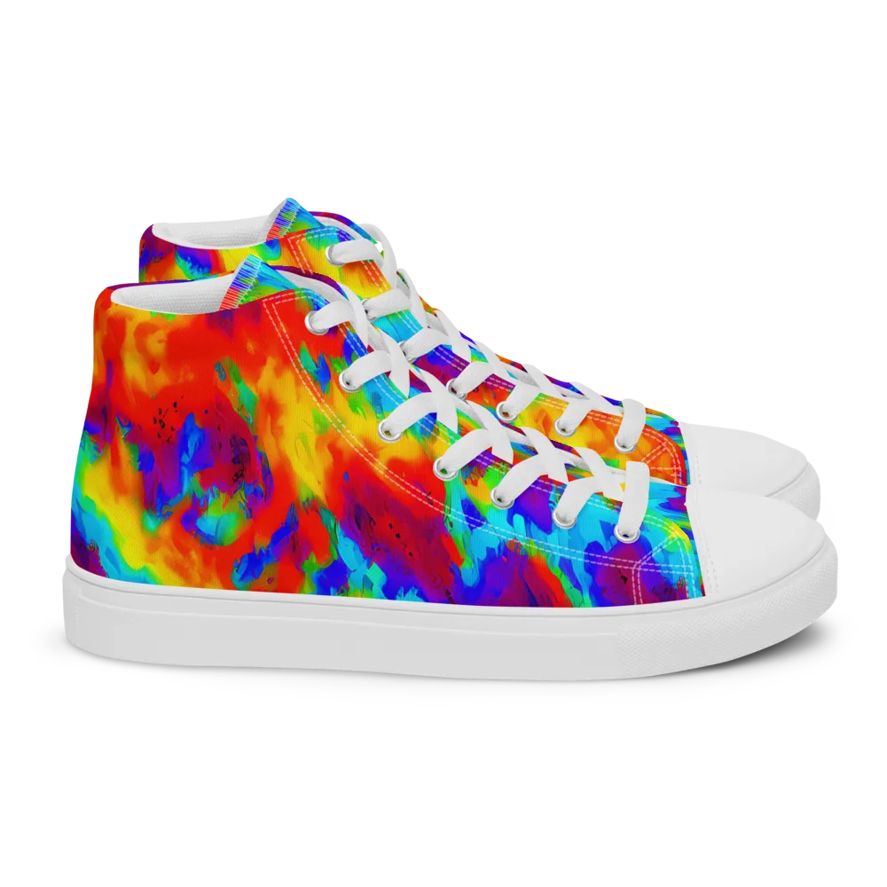Flame Spectrum on Women's High Top Canvas Shoes — Right