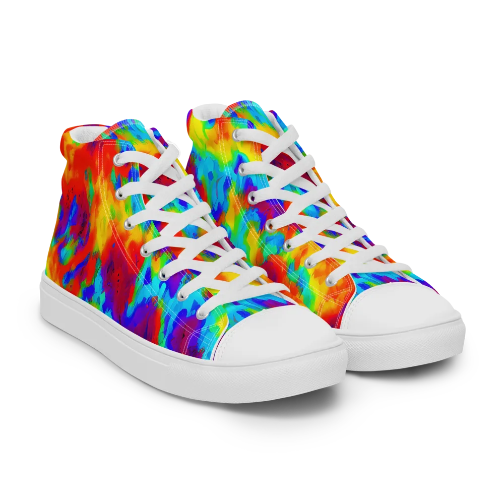 Flame Spectrum on Women's High Top Canvas Shoes — Right Front