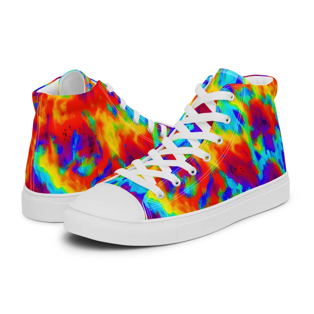 Flame Spectrum on Women's High Top Canvas Shoes — Left